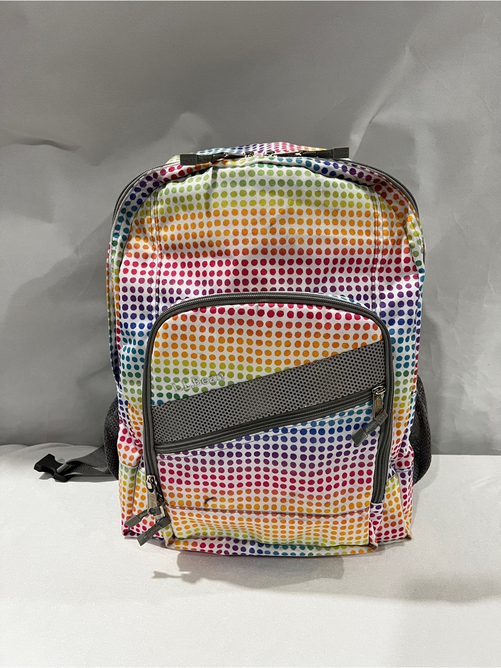 L.L.Bean Deluxe Backpack Book Pack Multicolor Polka-Dots Adjustable Straps